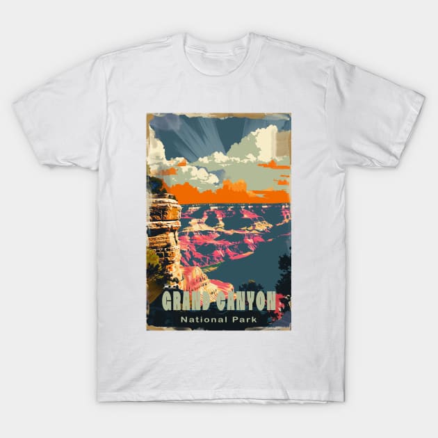 Grand Canyon National Park Vintage Travel Poster T-Shirt by GreenMary Design